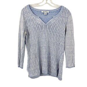 Tommy Bahama Light Blue Cable Knit Linen Sweater Lightweight Coastal Size Small